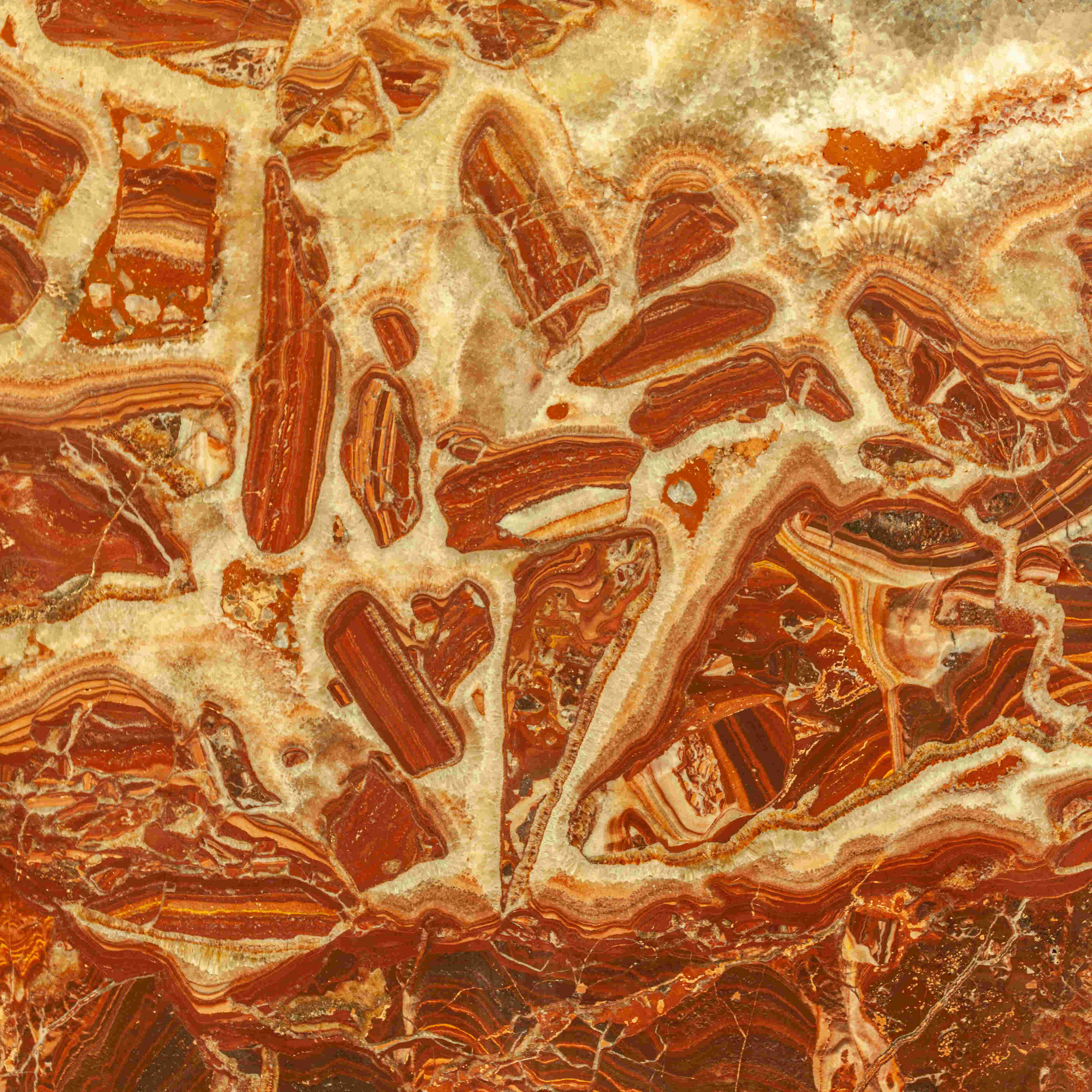 #53: Red Travertine: Brecciated Limestone Karst, Terrestrial Sedimentary; Italy